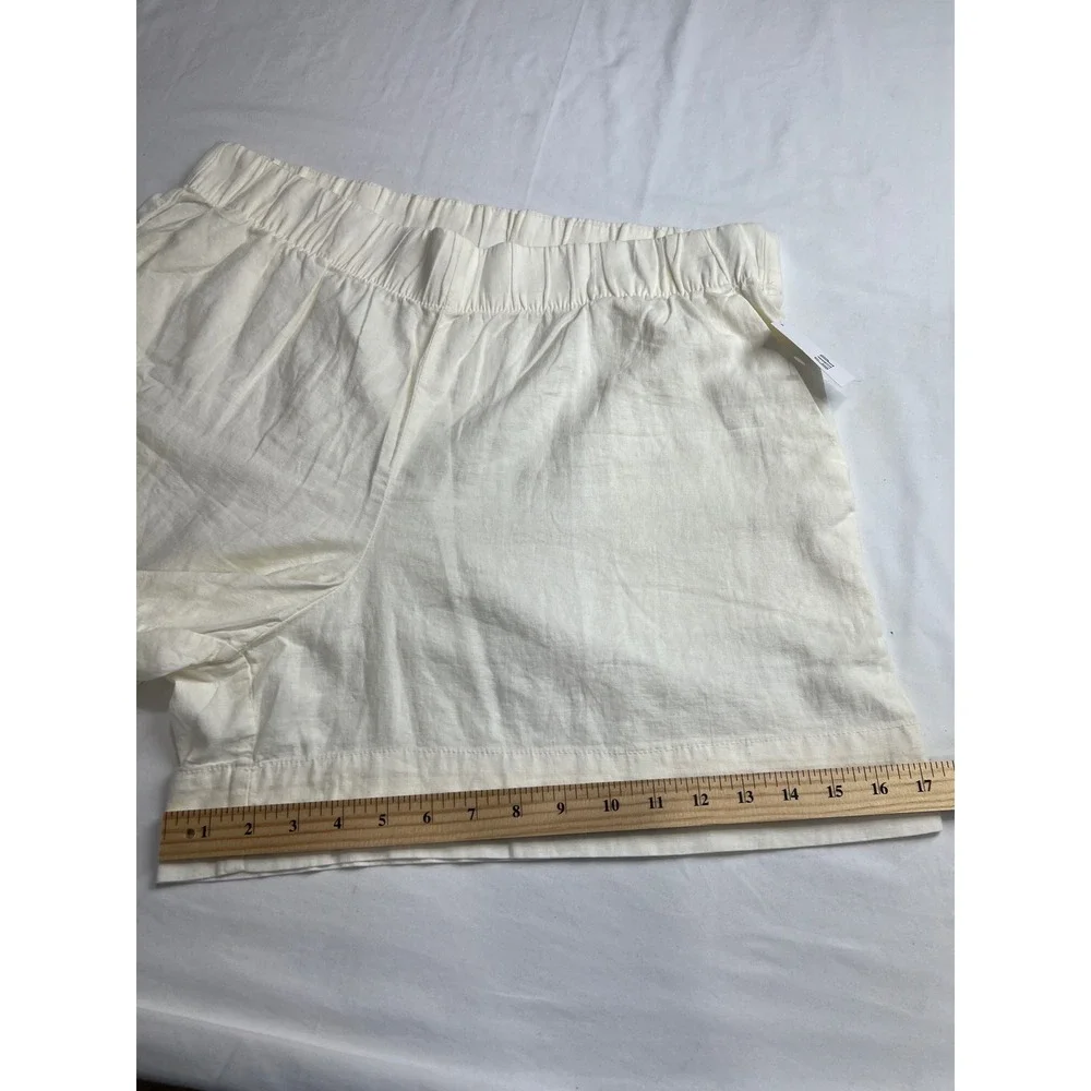 Gap Shorts Women XL White Linen Blend Elastic Waist Pull On Summer‎ New C13